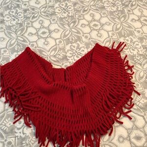 Red Fringe Women's infinity scarf